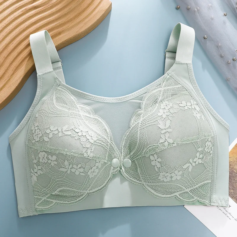 Breastfeeding Mesh Bra Women Front Clasp Back Four-row Hooks Gathers Chest Postpartum Lady Brassiere Fix Double Straps Girl Bra