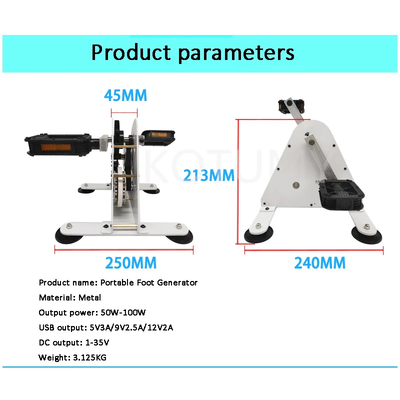 Tragbarer Fuß pedal generator Spinning Bike Dual USB Lade ausgang Fitness Getriebe Handkurbel generator 50w/100w