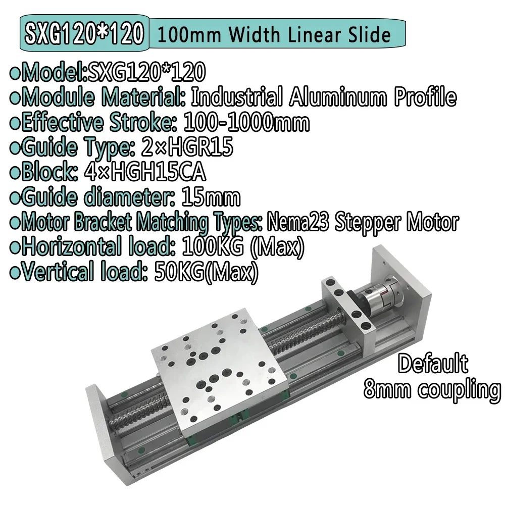 150mm brede, zware uitvoering kogelomloopspindel schuiftafel, dubbele rail lineaire geleidingstafel, mobiele tafel, CNC X Y Z-as gemotoriseerde lineaire stage