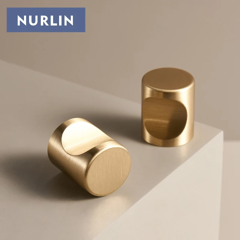 Nurlin Brass Cabinets Door Drawers Knobs Brushed Brass Luxurious Texture Comfortable Hand Feel