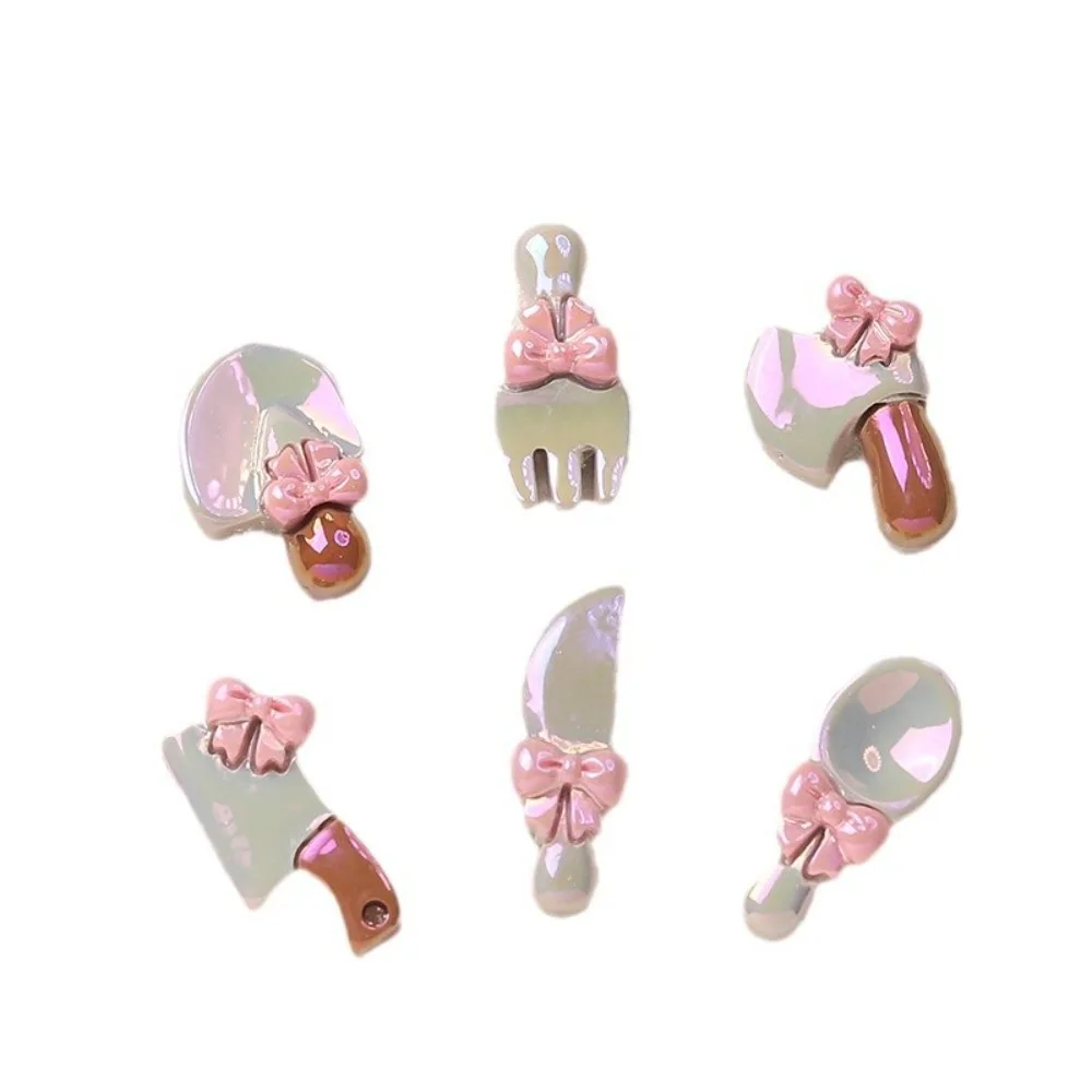 10pcs Kawaii Resin Flatback Mini Spoon Folk Charms Cabochons Embellishments for DIY Ornament Crafts Scrapbook Home Decorations