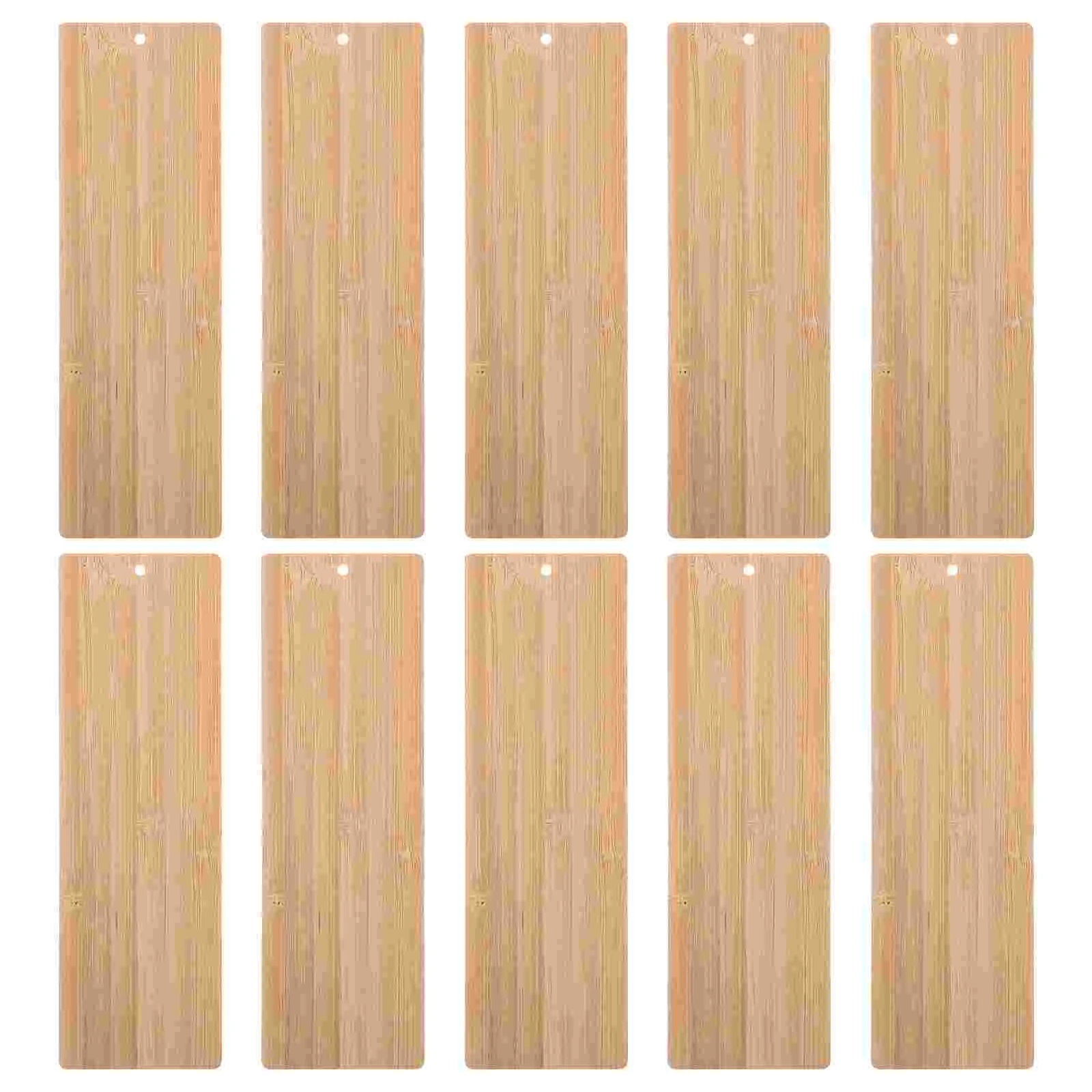 10 Pcs Bamboo Bookmark Rectangular Decor Kids Painting Toys Blank Bookmarks Cutting Boards Slices Cutout DIY Tag Blanks Child