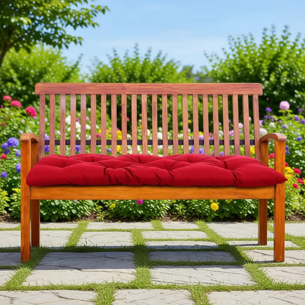 

Weatherproof Outdoor Bench Cushion, Thickened Porch Swing Pad with Ties, Suitable for Patio Seat - Wine Red, 48x20x3