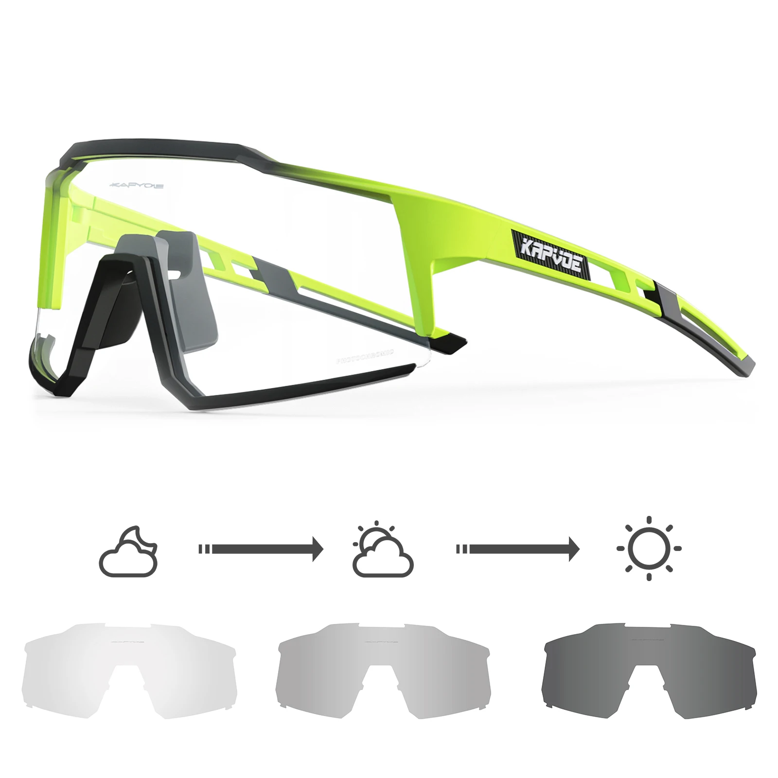 Kapvoe Photochrome Fahrradbrille UV400 MTB Klar Mountainbike Übergang Fahrrad Sonnenbrille für Männer Frauen Sportbrillen 7
