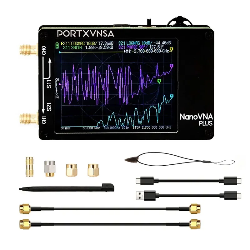 

2026 Upgraded NanoVNA Plus 50kHz-2.7GHz Portable VNA Handheld Vector Network Analyzer with 2.8-inch Touch Screen