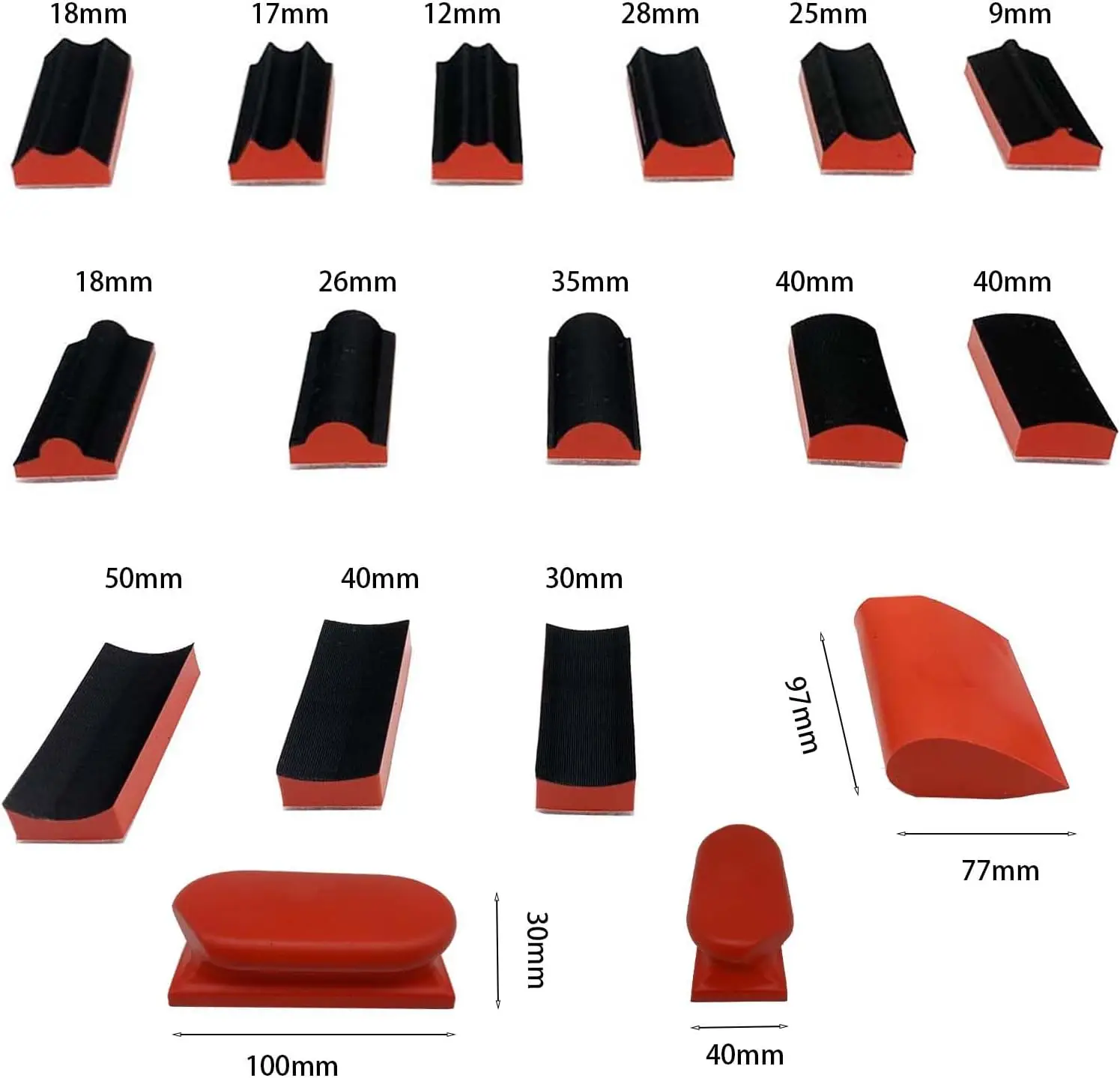 16Pcs Sanding Block Kit with 40 Sheets, Hook & Loop, Assorted Shapes for Wood, Auto Paint, DIY - view 2