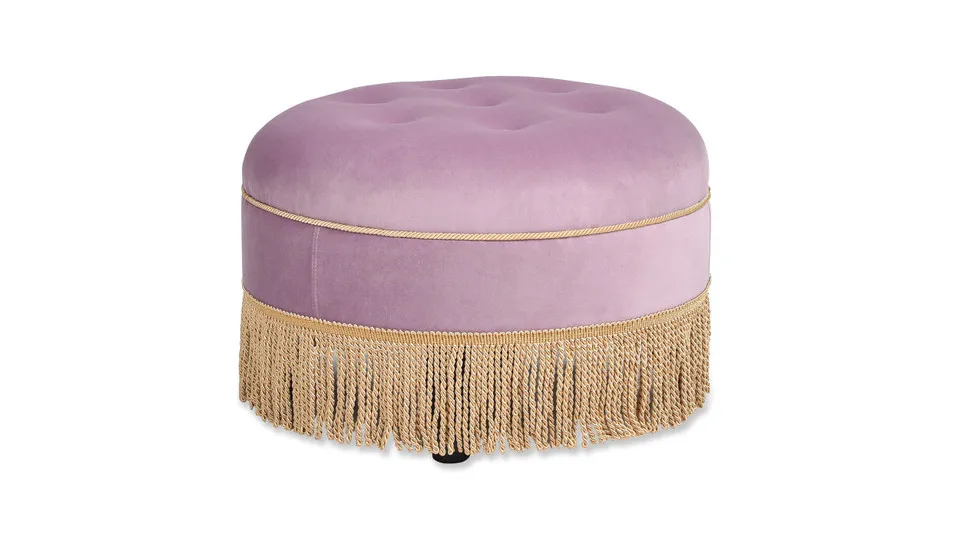 

Round cushioned footstool, lavender color