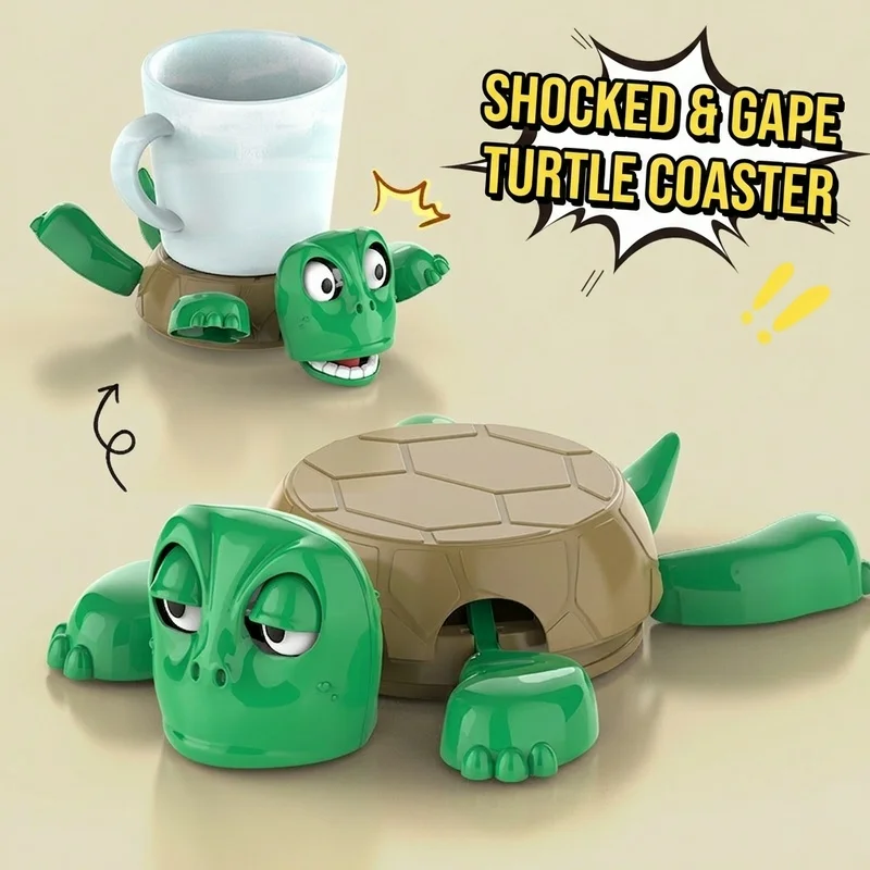 Creative Turtle Coaster with Funny Expression,Anti-Slip Heat Resistant Cup Mat,DIY Assembly Toy & Home/Office Desktop Decoration