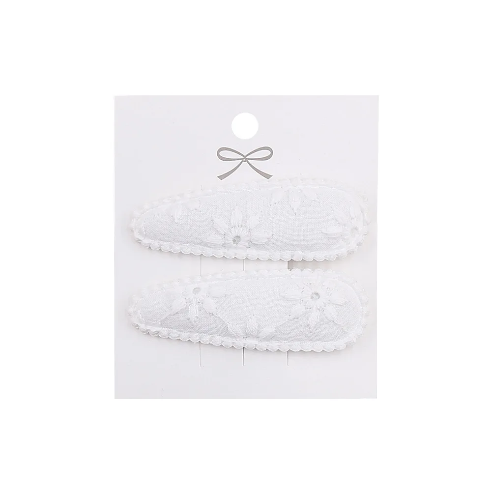 2pc Blumendruck 2 Zoll Basic Snap Baby Haar Tropfen Clips Spitze Stickerei Haar Klemme Pins Haarnadeln Baumwolle Plaid BB Haarspangen Mädchen – Detail 24