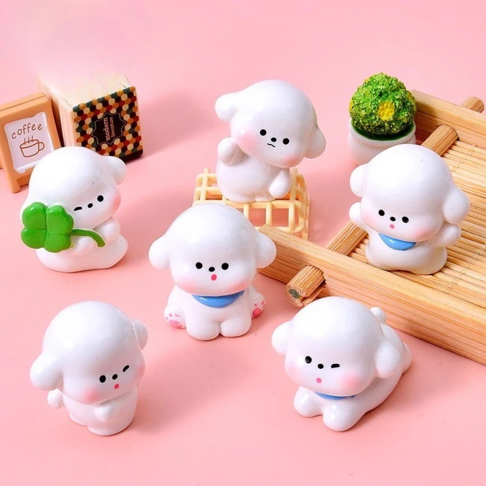 6 Styles Cute Dog Resin Charms Clover Pouncing Turning Bowing Jumping Looking Up Dollhouse Desktop Blind Bag Decor