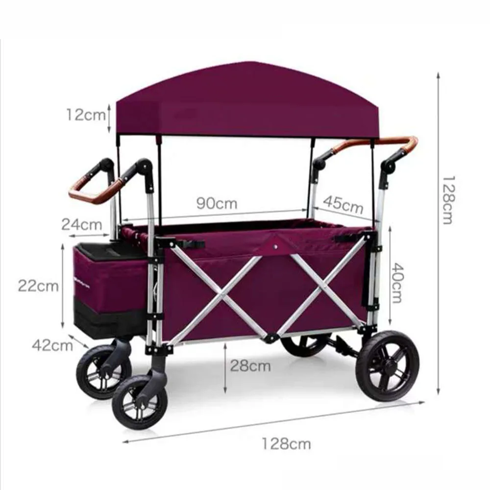 Kidss Outdoor Sports Cart Folding Canopy With Sunshade Kids Trolley Beach Park Camping Shopping Wagon Stroller