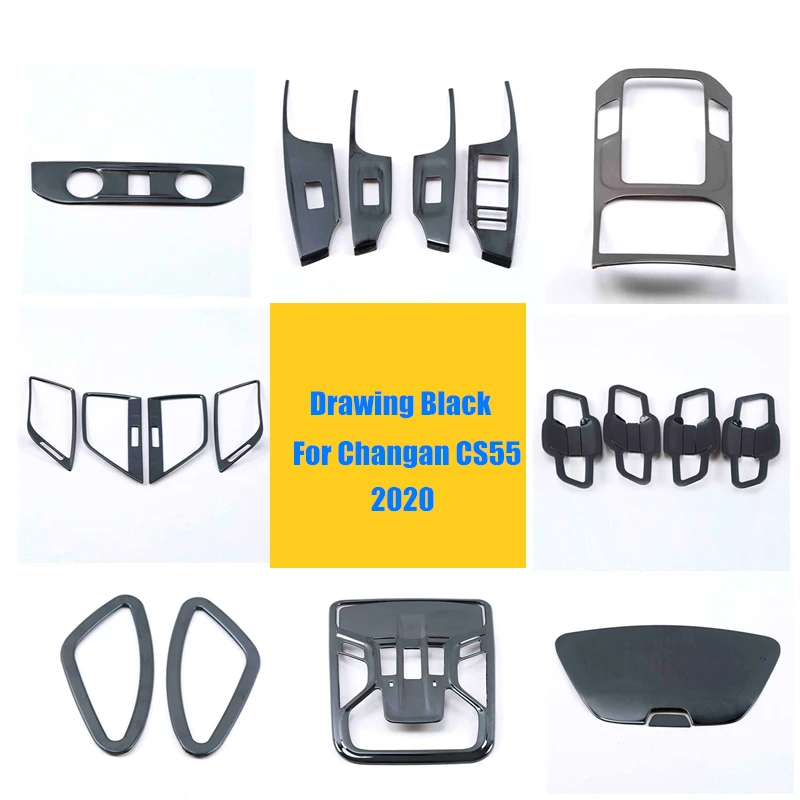 For For Changan CS55 2020 Car Styling Accessories Interior Brushed Drawing Stainless steel Decoration Cover Trim