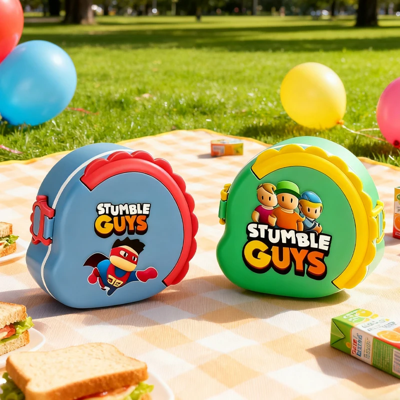 

Stumbles Guys Portable Plastic Boy Girl Student Lunch Box Bento Box Food Container Children Cartoon Dinnerware Toast Box Cutlery