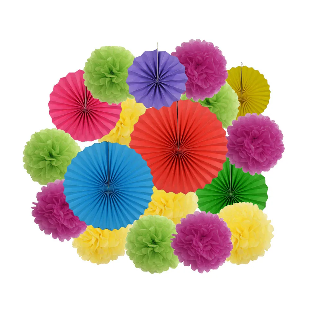 DIY-Set mit gemischten Faltfächerchen aus Papier und Pompons in Rosa-Orange für Hochzeiten, Partys, Kinder, Mädchen, Bat Mitzvah-Dekoration – Detail 15