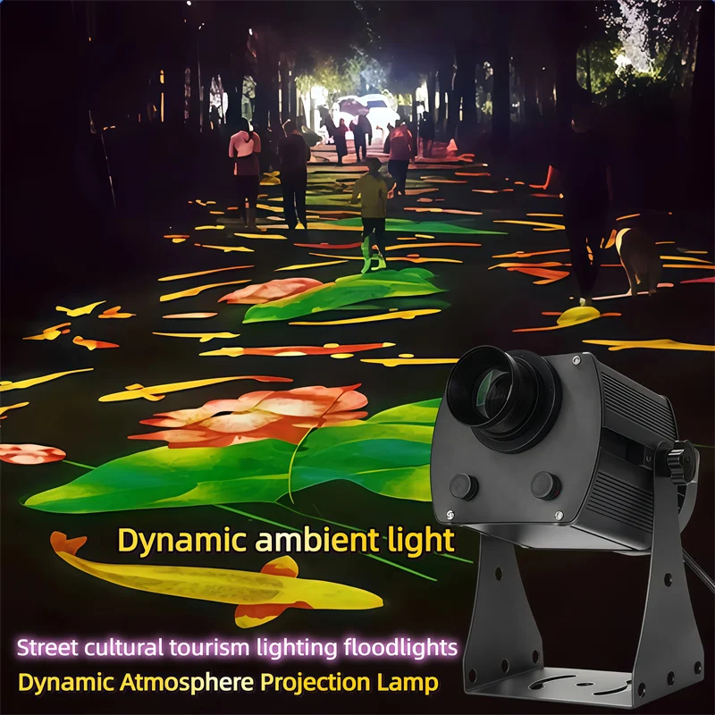 Luz de proyección dinámica de jardín y parque de 100W, iluminación de área escénica de reproducción de atmósfera, luces de paisaje de proyección de patrón de calle