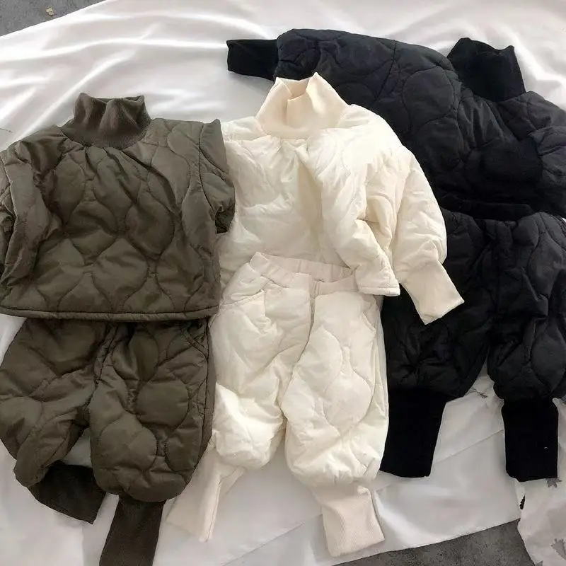 

Autumn and Winter Children's Plush Thick Clothes Set 2026 New Boys' and Girls' Warm Cotton Jacket Pants Two-piece Set