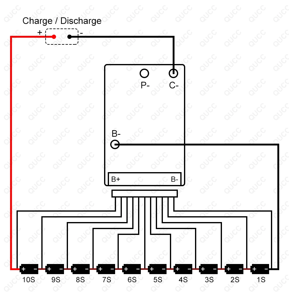 Qucc Li Ion 10S 13S 14S 15A 20A BMS 48V 36V 18650 Battery Pack Electric Toy Electric Scooter Electric Moped Power Battery BMS