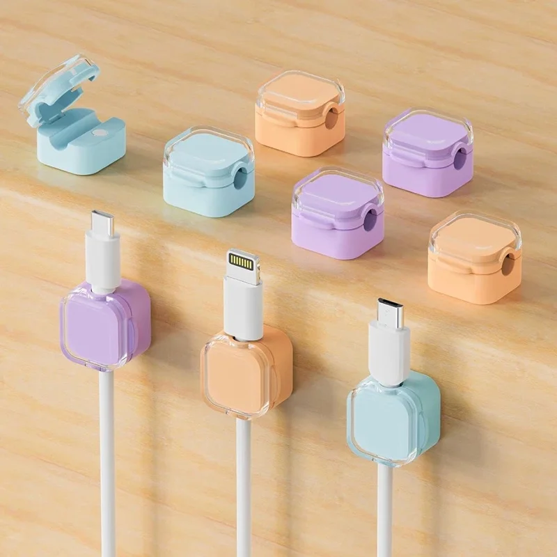 1-6pcs Magnetic Cable Organizer Clips Cord Management Desk Holder Self Adhesive Desktop Organizer For Table Edge Wire Management
