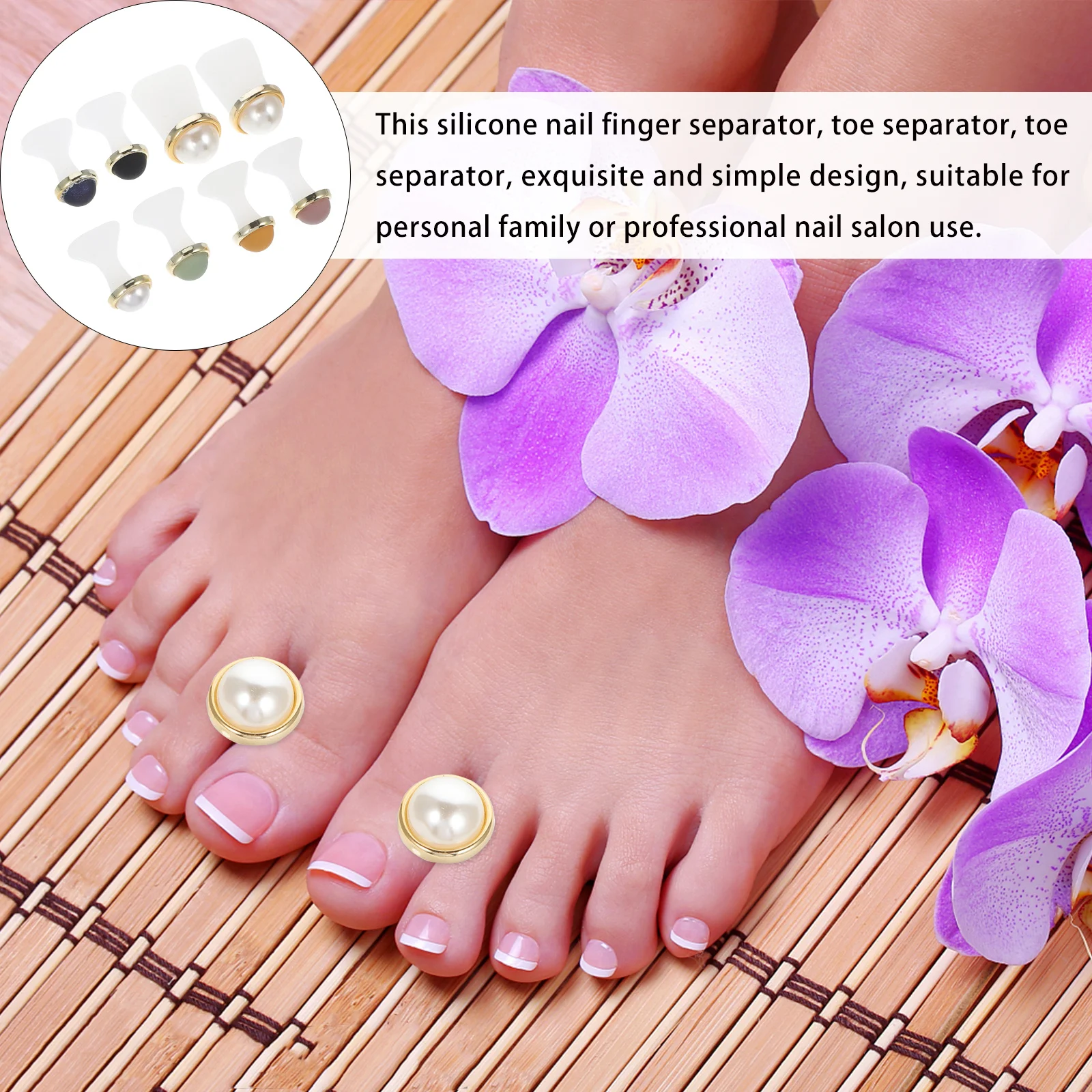 

8 Pcs Tool Silicone Nail Separator Separators for Manicure Practice Toe White Tools