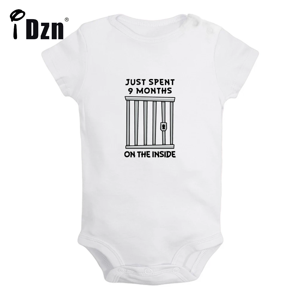 

Just Spent 9 Months On The Inside Cute Baby Boys Funny Bodysuit Baby Girl Letter Printed Rompers Infant Short Sleeves Jumpsuit