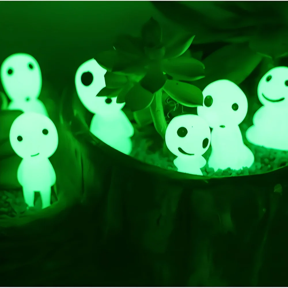 10/50pcs Glow-in-the-Dark Tree Elf Mini Potted Plant Decorations Garden Landscape Ornaments Fish Tank DIY Crafts Decor Accessory