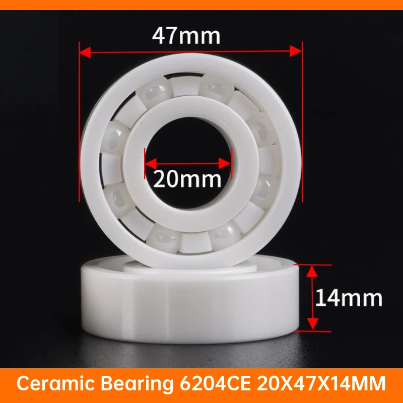 

1PCS 6204CE OPEN 6204-2RS Double Sealed 20x47x14 MM Waterproof zirconia Ceramic Bearing Thin-wall Deep Groove Ball Water-sealed