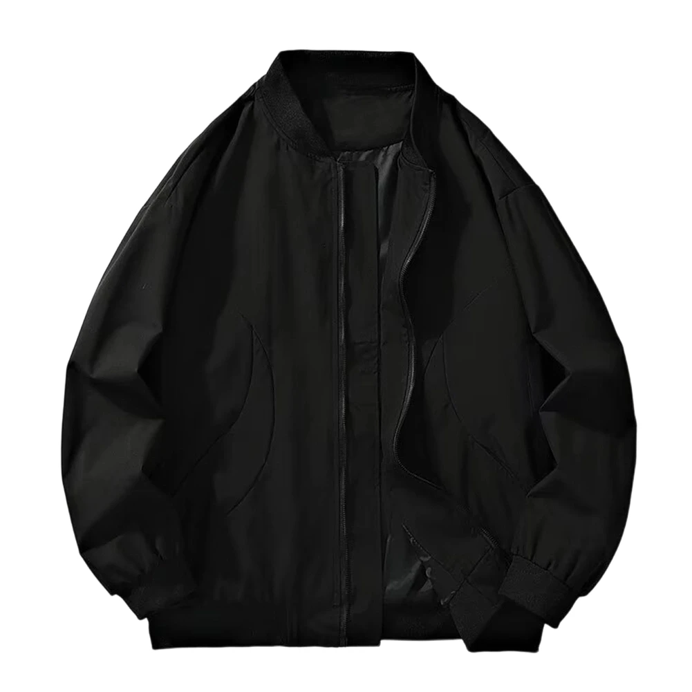 

For American Style Men Casual Jacket Loose Fit With Zipper Workwear Baseball Uniform Outerwear For Daily Outdoor Use