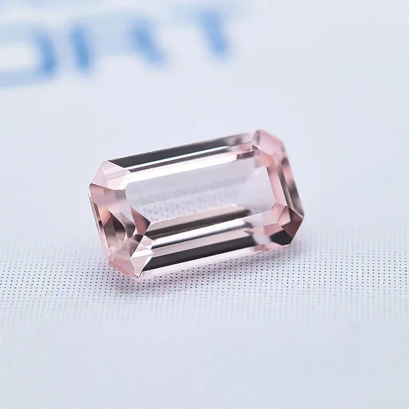 Lab Grown Sapphire Emerald Cut Morgan Pink VVS1 Selectable AGLCertificate Charms Gemstone for DIY Jewelry Making Materials