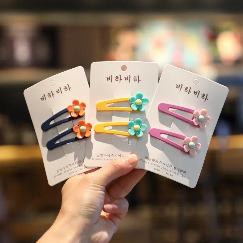 

2pcs/lot Girl Hairpin Ins Child Fun Flower BB Clip Cute Flower Hairpin Liu Seaside Clip Send Children To Send Friends