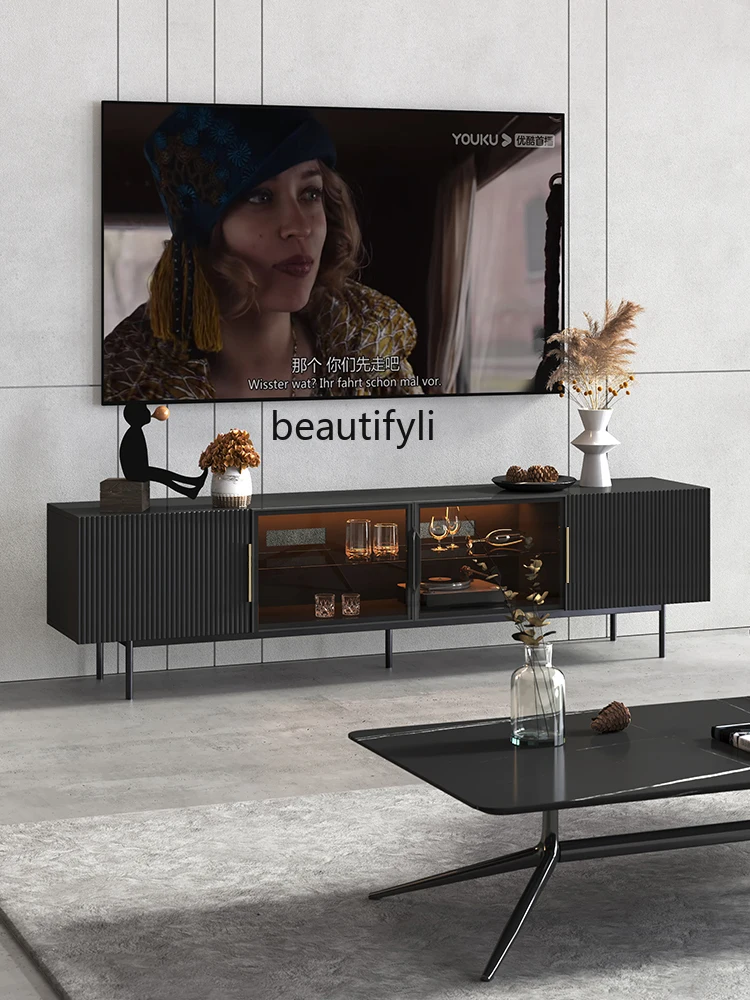 Italian Modern Entry Lux Style Living Room High Cabinet Glass Door Nordic TV Stand