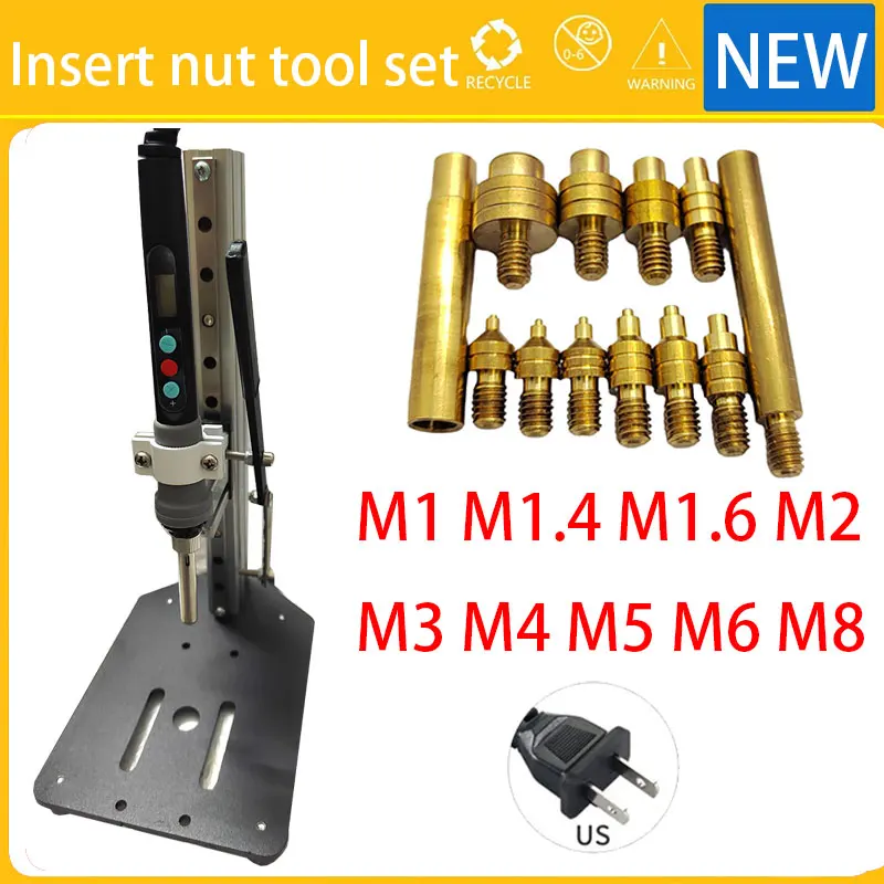 M2 M2.5 M3 M4 M5 M6 M8 Press Heat Set Insert Tool Soldering Iron Tip of 3D Printing Hot Melt Thread Insert Tool Embedded Nut Kit