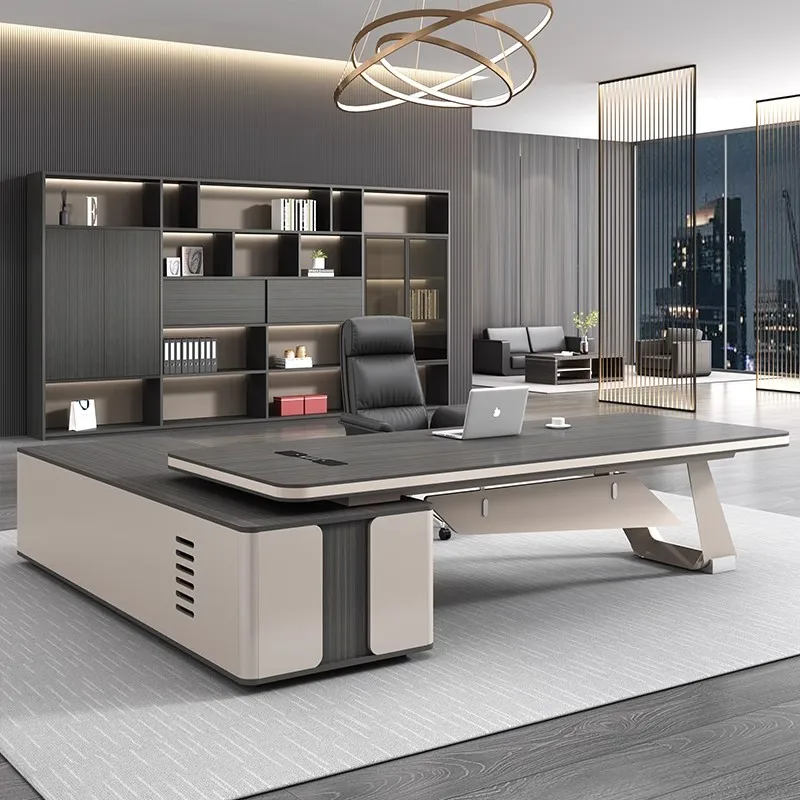 

Work Desk With Storage Shelves For Home L Shape Drawers Office Desks Home Writing Modern Chair Executive Accessories Luxury