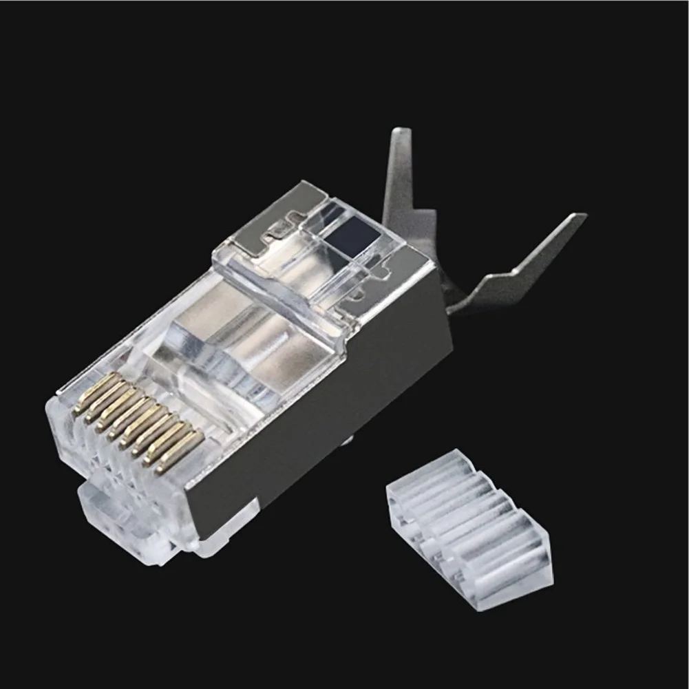 For RJ45 Connector Compatible with CAT7 Cabling Systems Featuring Metal Shell Shielding and Gold Plated Conductive Interfaces