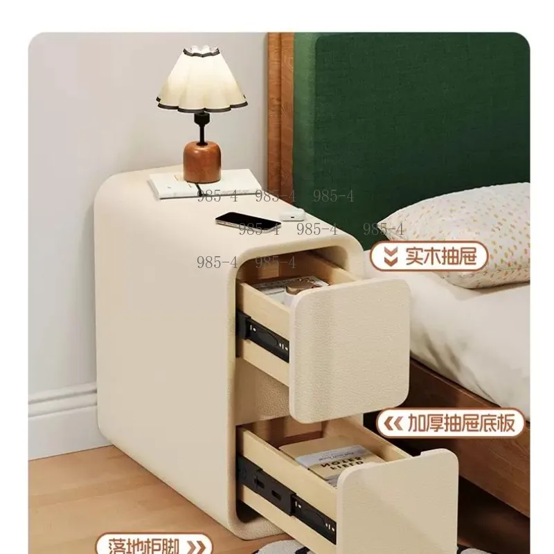 Ultra-narrow Crevice Cabinet Solid Wood Bedside Rack，Household Small Locker for Bedroom Use