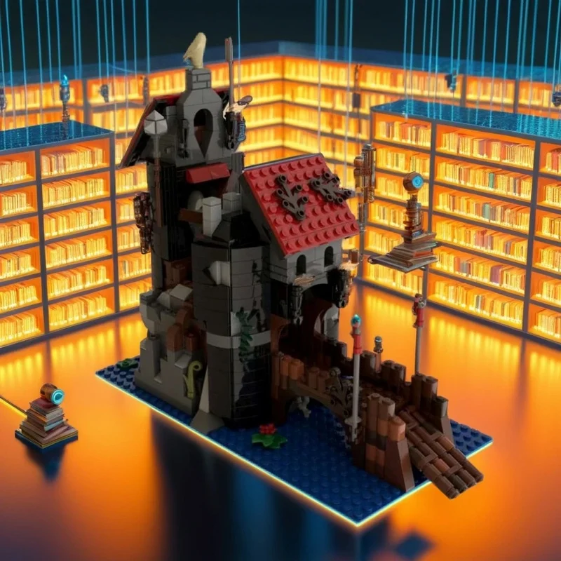 

847PCS MOC Medieval Castle Abandoned Wolfpack Tower Model Building Blocks Display DIY Creative Building Blocks Gift Bricks Set