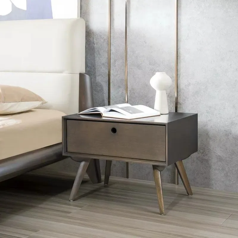Chinese Classic Design Pure White Beech Wood Bedside Table for Bedroom Nightstand Storage Furniture