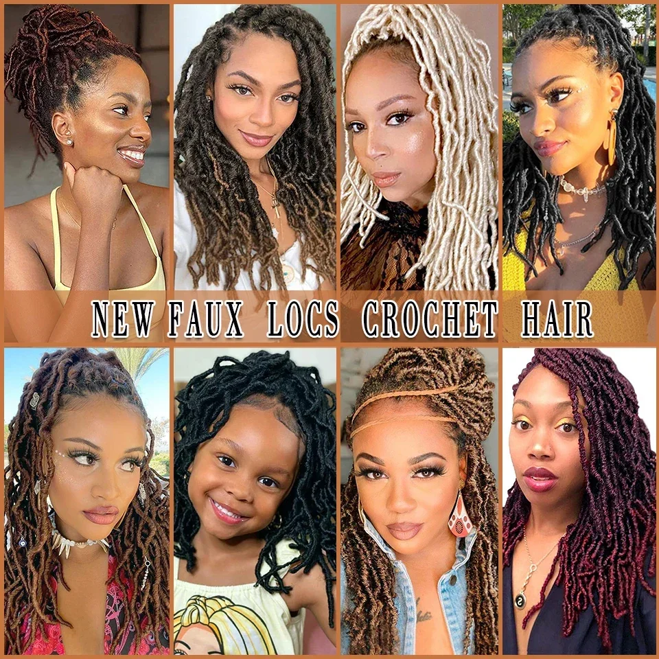 14-calowe syntetyczne krótkie nowe warkocze Faux Locs Ombre Soft Locs Crochet Hair Goddess Locs Crochet Hair For Black Women And Kids