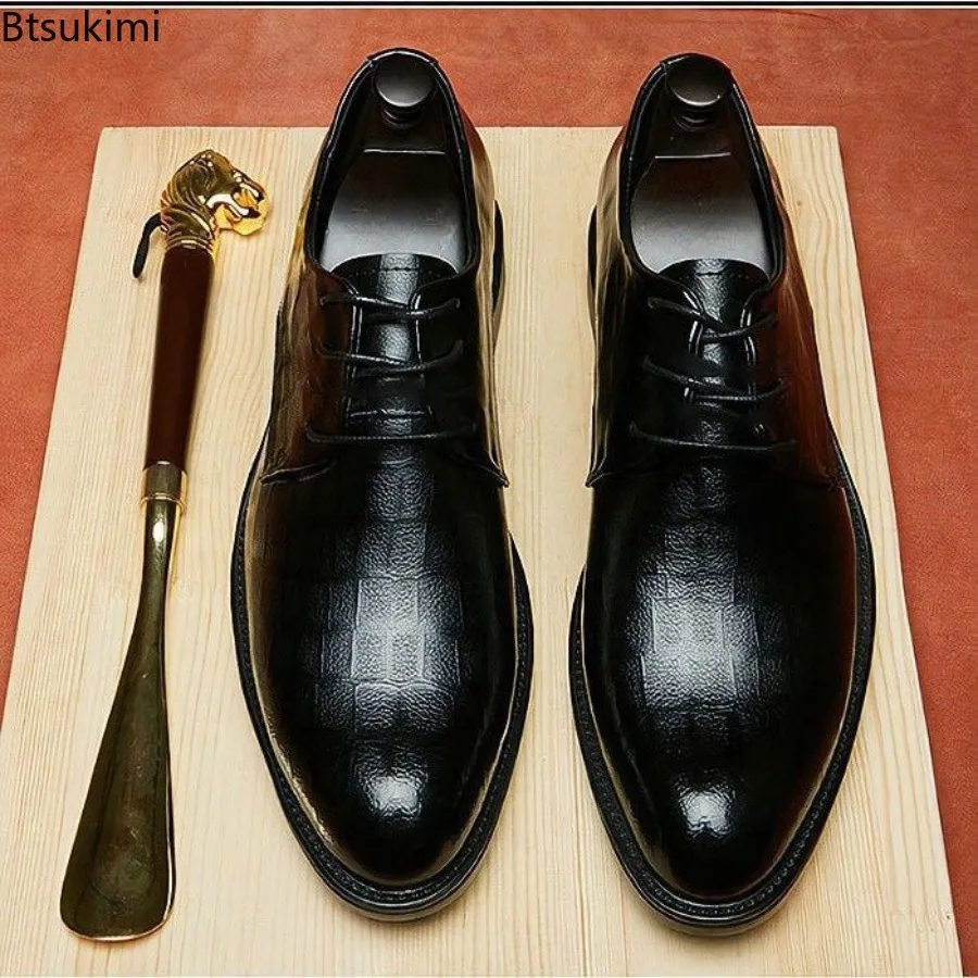 New Luxury Men's Dress Shoes Black Formal Business Wedding Party Leather Shoes Fashion Office Social Suit Shoes Zapatos Hombre