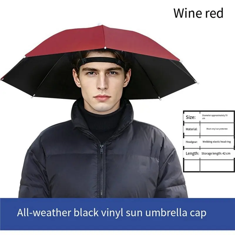 ABRU-UV Protected 70Cm Umbrella Hat With Rain Sun Shield Hand-Free Design For Outdoor Activities For Fishing Gardening Walking H