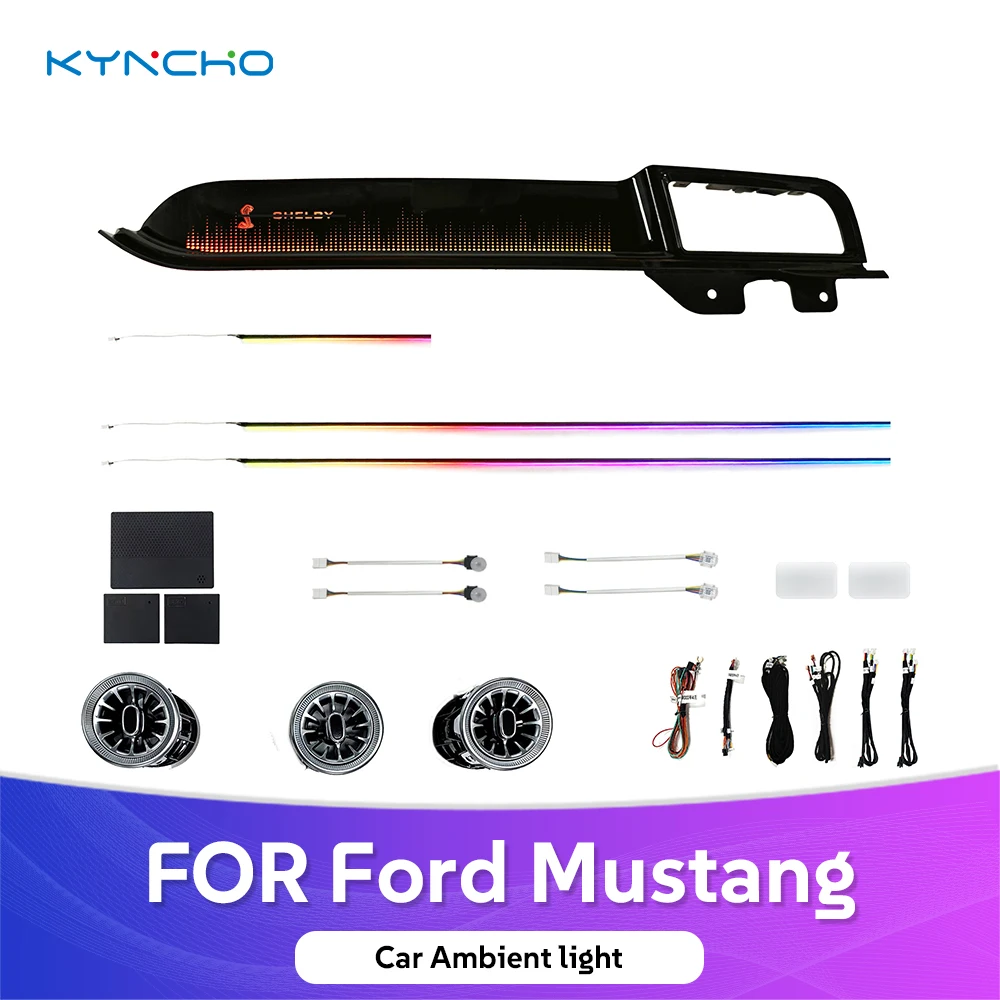 

KYNCHO для Ford Mustang: Умная светодиодная лампа для создания атмосферы, автомобильное освещение, внутренняя подсветка салона