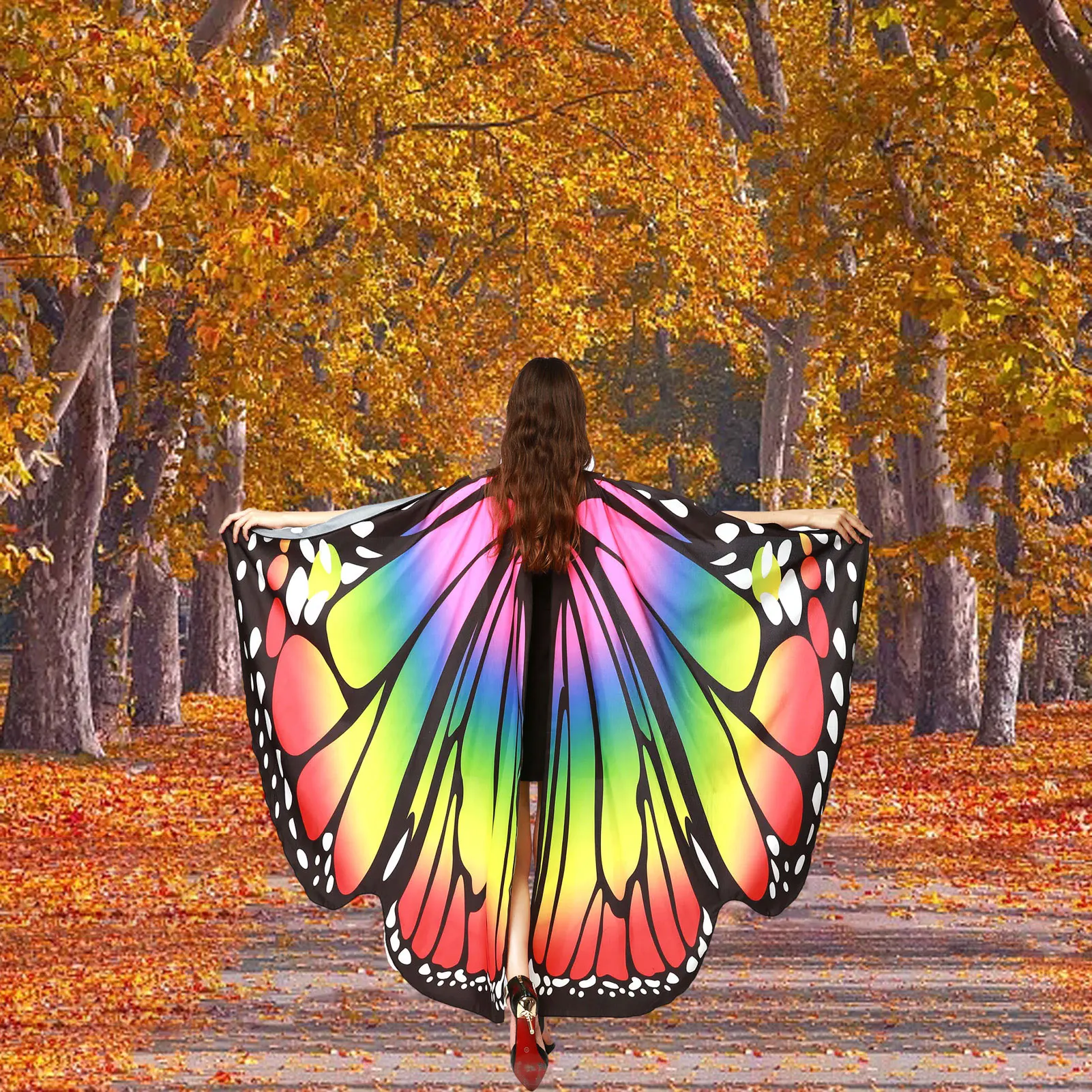 Women's Butterfly Wings Shawl Print Collar Carnival Costumes Decor For Halloween Fancy Party Cosplay Carnival Party Family Party