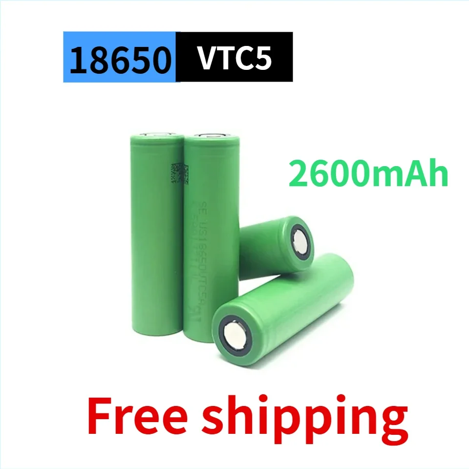 VTC5A 2600mAh 18650 Batería de litio 20A 30A Descarga 18650VTC5 Baterías para linterna de cabeza plana