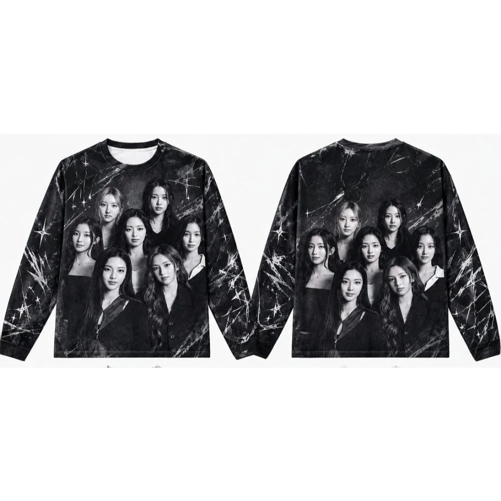 BABYMONSTER Korean Wave Group Male and Female Fans Concert Trendy Autumn Street Performance Dress Long Sleeve T-shirt