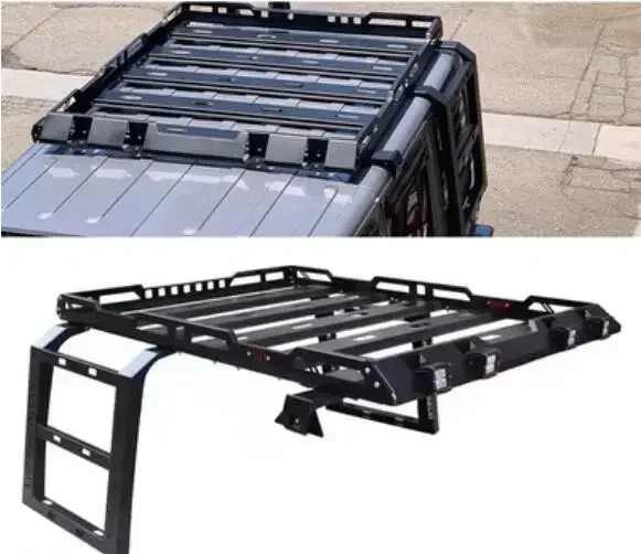 

New！ For Jeep Wrangler JK JL 2007-2023 2 / 4 Door Alloy Steel Car Roof Rack Flat Roof Travel Frame Box Roof Ladder