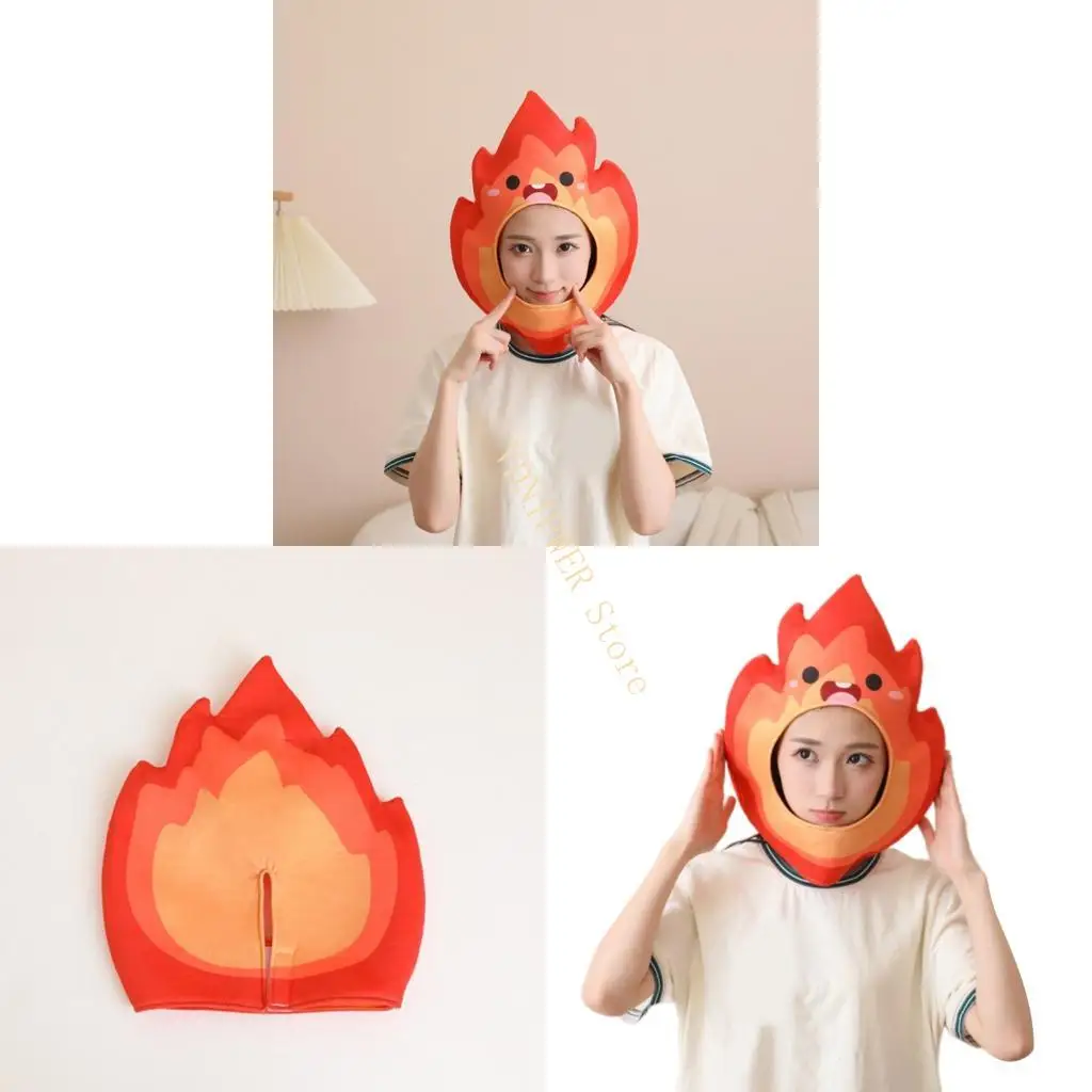 

Cartoon Flame Head Cover Hat For Cosplay Event And Themed Parties Gathering Wear D08E