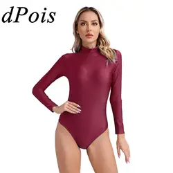 Womens Yoga Bodysuit Long Sleeve Ballet Leotard Gymnastics Jumpsuit Stretchy Skating Unitard for Acrobatics Practice Dancewear