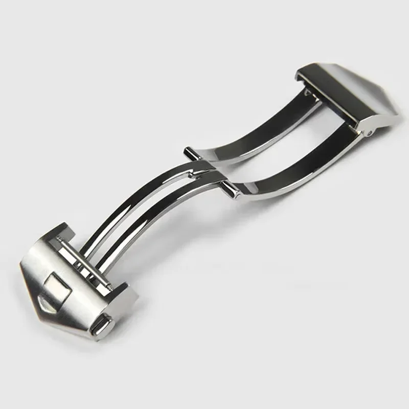 18mm 20mm Stainless Steel Solid Folding Buckle For TAG Heuer Metal Strap Buckle Silicone Leather Double Button Clasp Accessories