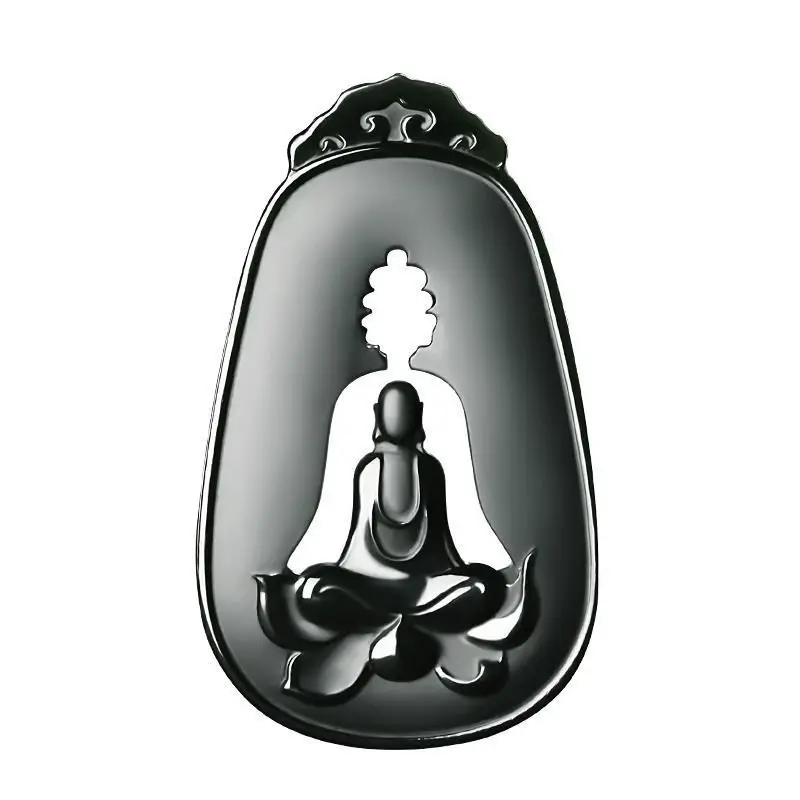 

Hetian Jade Sapphire Tower Blue One Careful Enlightenment Jade Brand One Heart To Buddha Pendant Pendant for Men and Women