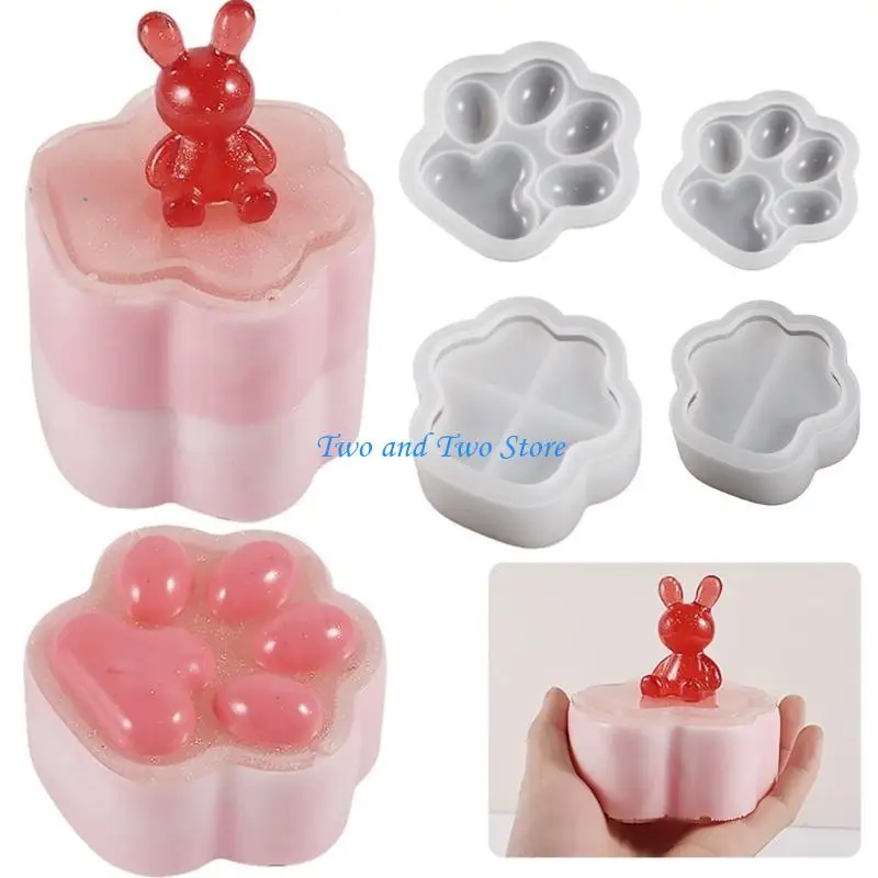 HX6F Paw Shaped Silicone Mold Epoxy Resin Mold DIY Jewelry Box Plaster Mold