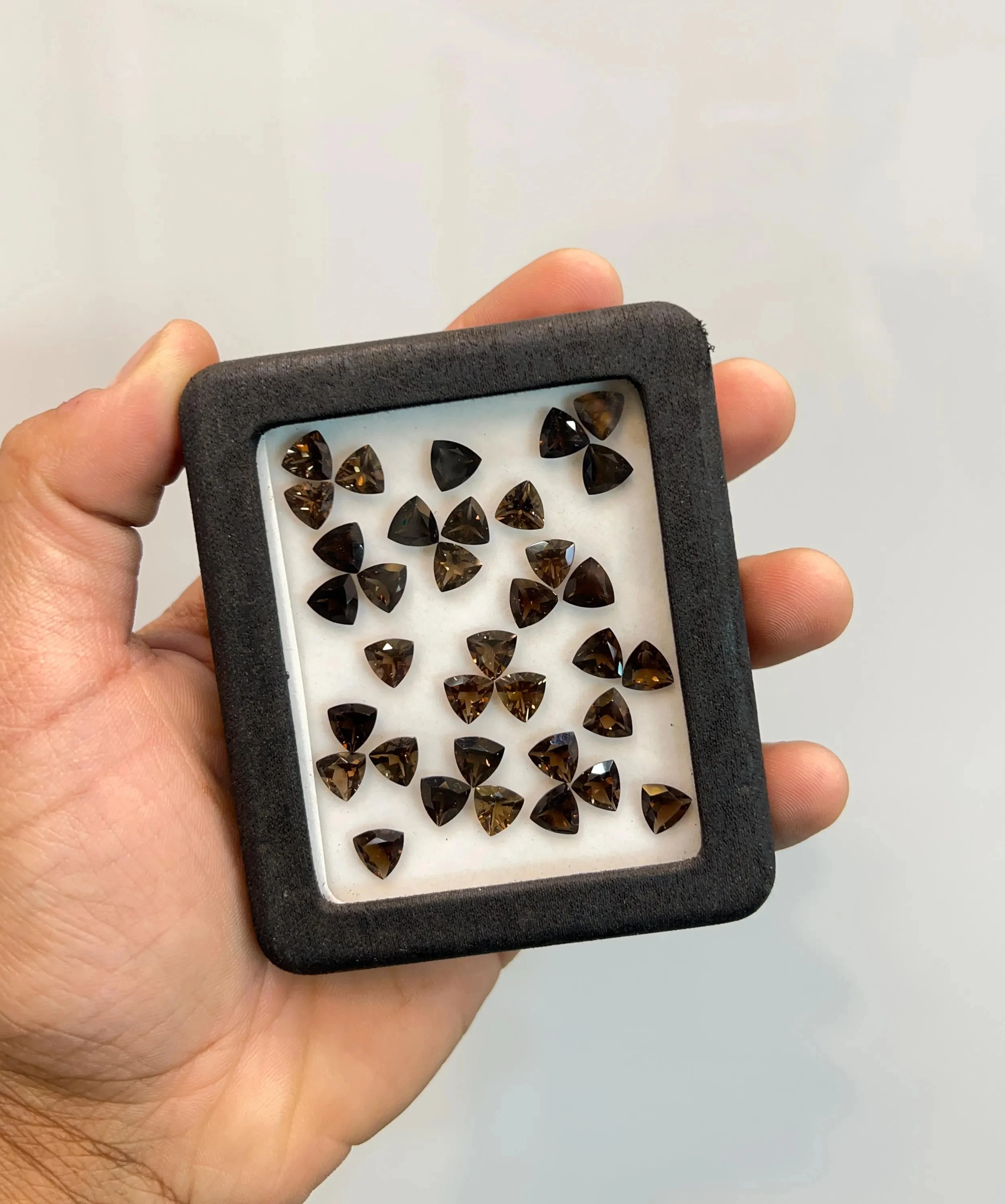 Wholesale Natural Smoky Quartz Medium Color Trillion Shape Cut AAA Quality VS Loose Gemstone Various Sizes For Jewelry Making